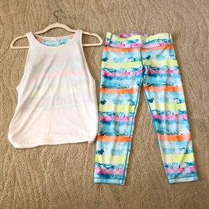 Athleta Girl Leggings and matching double tank top
